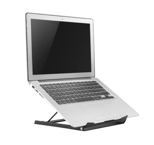 Vikbart stativ i stål för laptop/surfplatta. 5-höjdnivåer, 10-15", svart(ny)