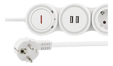 Flexibelt grenuttag med 4 kontakter, 1,4m, 16A 3500W, 2x USB-A(ny)
