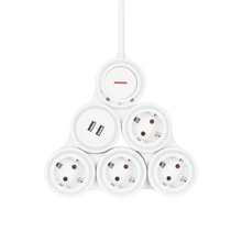 Flexibelt grenuttag med 4 kontakter, 1,4m, 16A 3500W, 2x USB-A(ny)