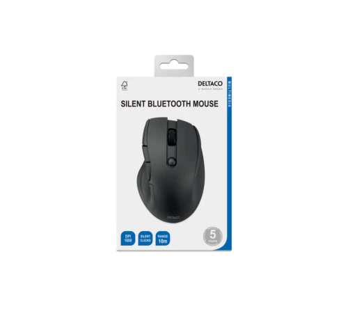 Tyst Bluetooth mus 5 knappar, 600–1200 DPI, svart(ny)