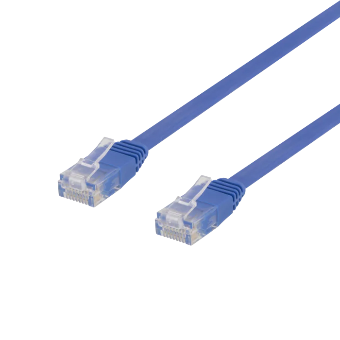 U/UTP Cat6 patchkabel, flat, 1m, blå